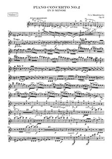 Concerto for Piano and Orchestra No.2 in D Minor, Op.40: Violin I part by Felix Mendelssohn-Bartholdy