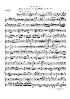 Concerto for Piano and Orchestra No.2 in D Minor, Op.40: Oboes parts by Felix Mendelssohn-Bartholdy