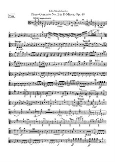 Concerto for Piano and Orchestra No.2 in D Minor, Op.40: Violas part by Felix Mendelssohn-Bartholdy