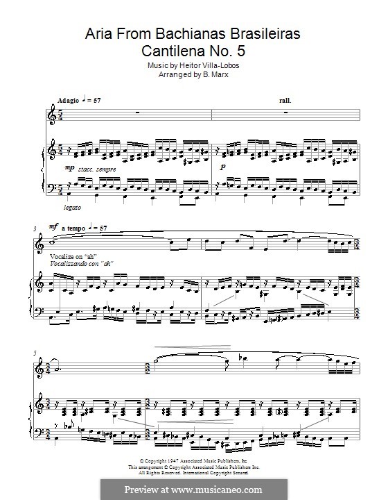 Aria from Bachianas Brasileiras No.5: For voice and piano by Heitor Villa-Lobos