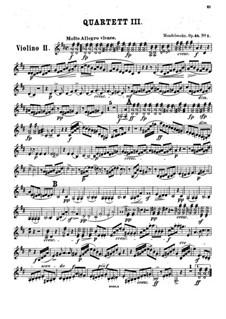 String Quartet No.3 in D Major, Op.44 No.1: Violin II part by Felix Mendelssohn-Bartholdy