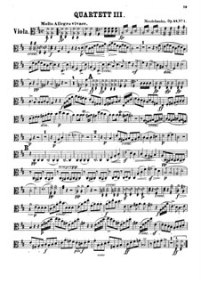 String Quartet No.3 in D Major, Op.44 No.1: Viola part by Felix Mendelssohn-Bartholdy