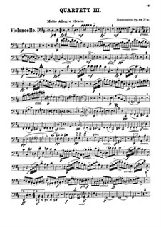 String Quartet No.3 in D Major, Op.44 No.1: Cello part by Felix Mendelssohn-Bartholdy