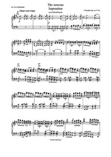No.9 September (The Hunt): For accordion (or bayan) by Pyotr Tchaikovsky
