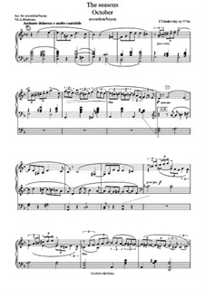 No.10 October (Autumn Song): For accordion (or bayan) by Pyotr Tchaikovsky
