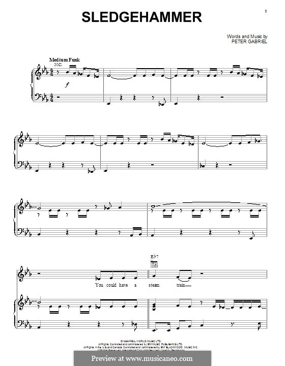 Sledgehammer by P. Gabriel sheet music on MusicaNeo