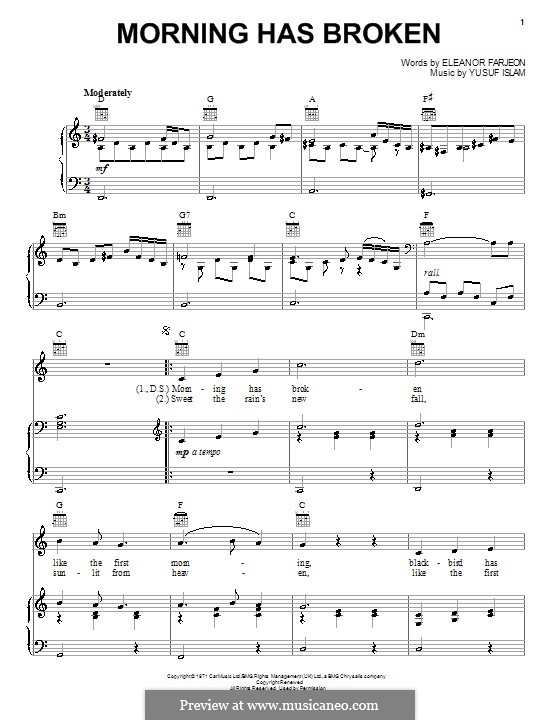 Morning Has Broken By C Stevens Sheet Music On Musicaneo