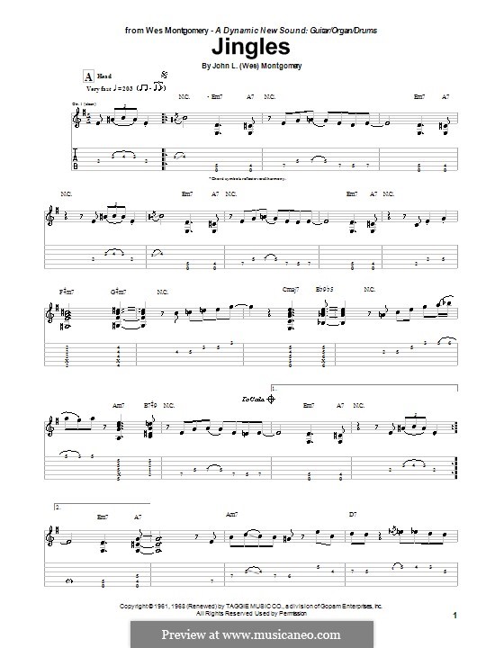 Jingles: For guitar with tab by Wes Montgomery