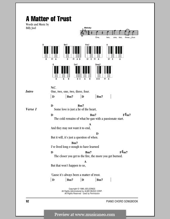 A Matter of Trust: Lyrics and chords by Billy Joel