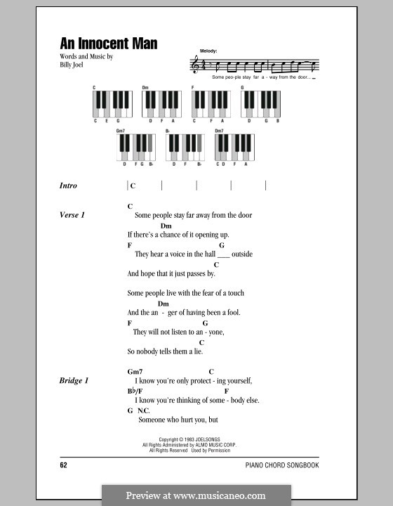 An Innocent Man: Lyrics and chords by Billy Joel