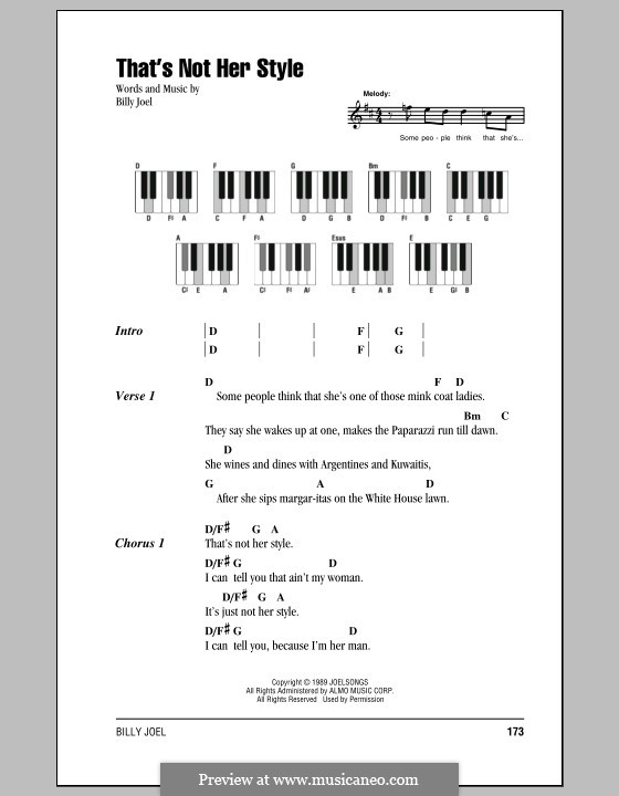 That's Not Her Style: Lyrics and chords by Billy Joel