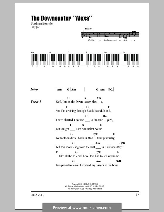 The Downeaster 'Alexa': Lyrics and chords by Billy Joel