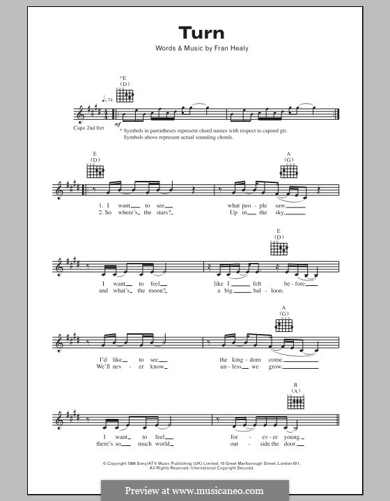 Turn (Travis) by F. Healy sheet music on MusicaNeo