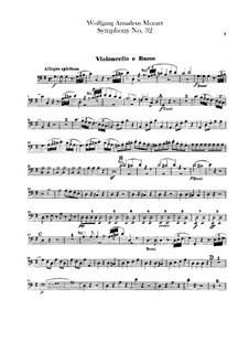 Symphony No.32 in G Major, K.318: Cello and double bass part by Wolfgang Amadeus Mozart