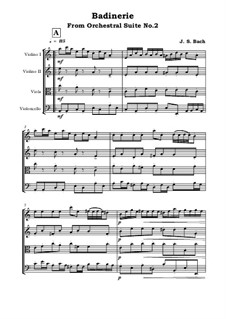 Badinerie: For string quartet by Johann Sebastian Bach