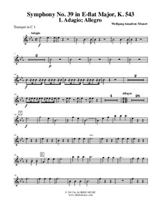 Symphony No.39 in E Flat Major, K.543: Movement I - Trumpet in C 1 (Transposed Part) by Wolfgang Amadeus Mozart