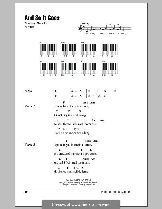 And So It Goes: Lyrics and chords by Billy Joel