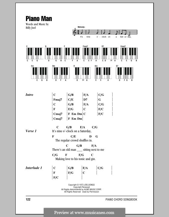 Piano Man by B. Joel - sheet music on MusicaNeo