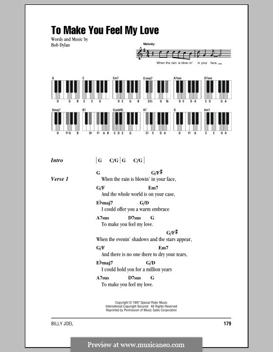 Make You Feel My Love: Lyrics and chords by Bob Dylan