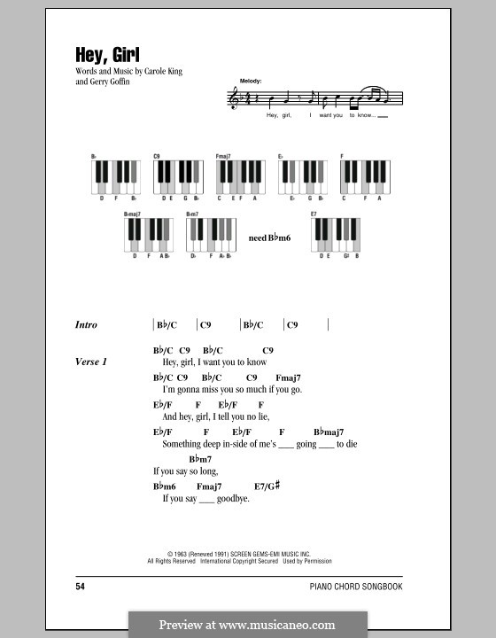 Hey, Girl: Lyrics and chords by Gerry Goffin