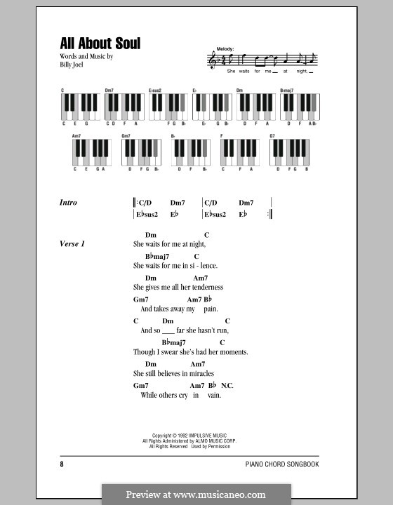 All About Soul: Lyrics and chords by Billy Joel