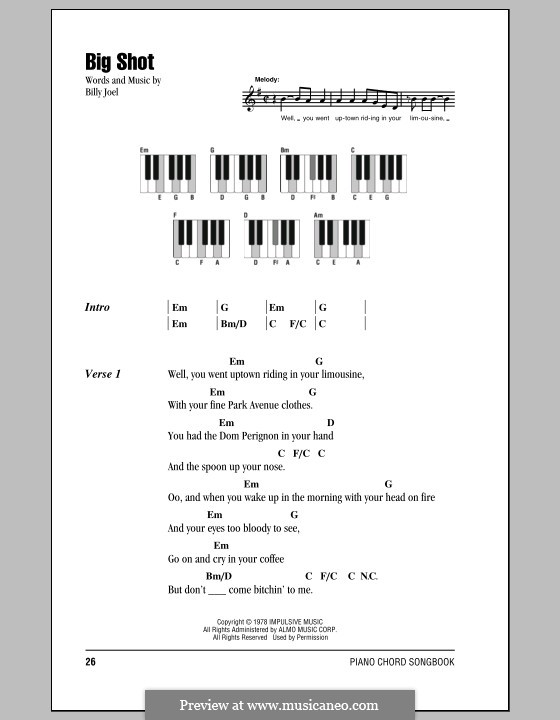 Big Shot sheet music for guitar (chords) (PDF)