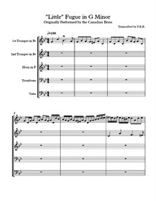 Fugue in G Minor 'Little', BWV 578: For brass ensemble by Johann Sebastian Bach