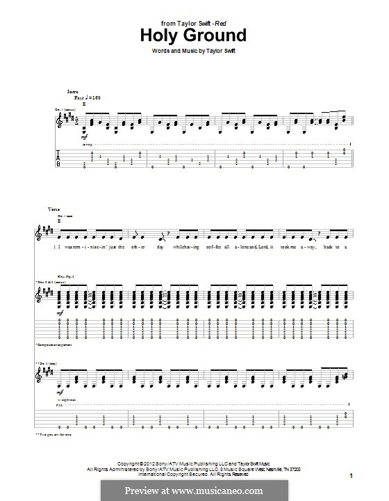 Holy Ground: Guitar tablature by Taylor Swift