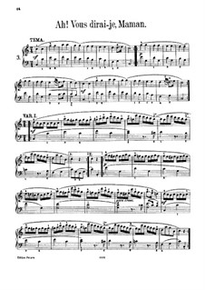 Twelve Variations on 'Ah vous dirais-je, Maman', K.265/300e: For piano by Wolfgang Amadeus Mozart