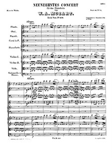 Concerto for Piano and Orchestra No.19 in F Major, K.459: Full score by Wolfgang Amadeus Mozart