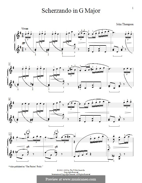 Scherzando in G Major: For piano by John Thompson