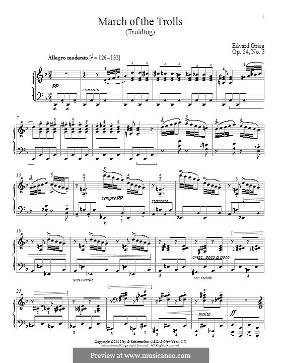 March of the Trolls (Troldtog), Op.54 No.3: For piano by William Westney