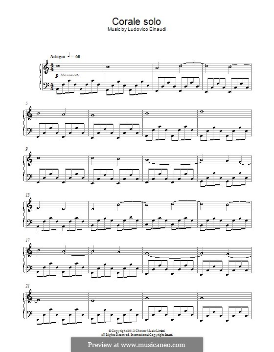 Corale Solo by L. Einaudi - sheet music on MusicaNeo