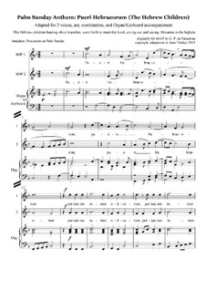 Pueri Hebraeorum: For two voices and organ by Giovanni da Palestrina