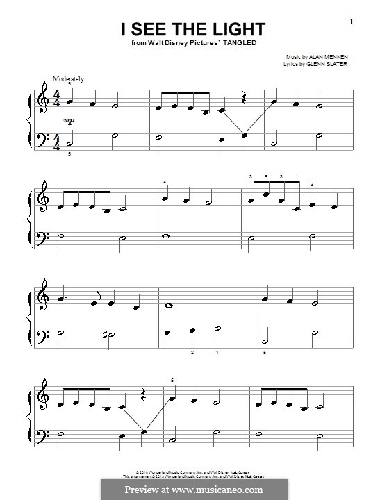 I See The Light (from Tangled): For piano by Alan Menken
