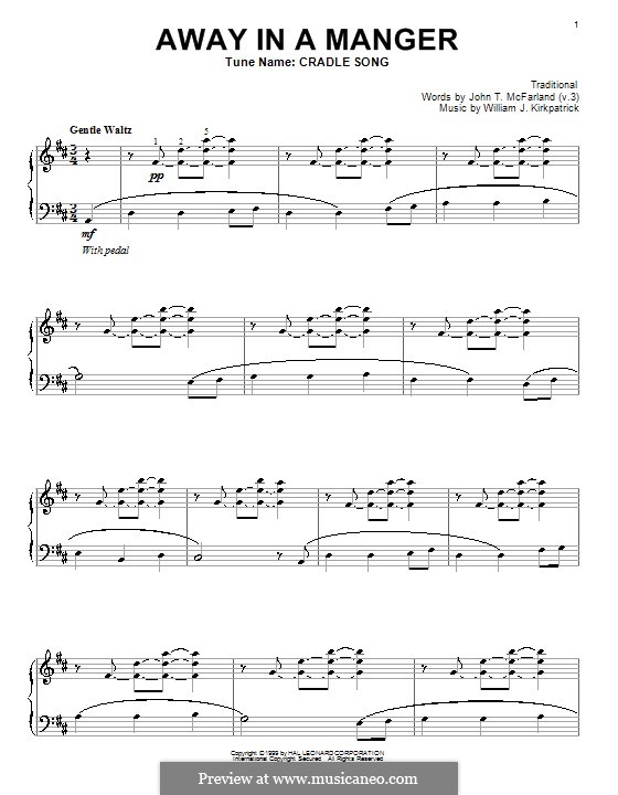 Away in a Manger: For piano by William (James) Kirkpatrick