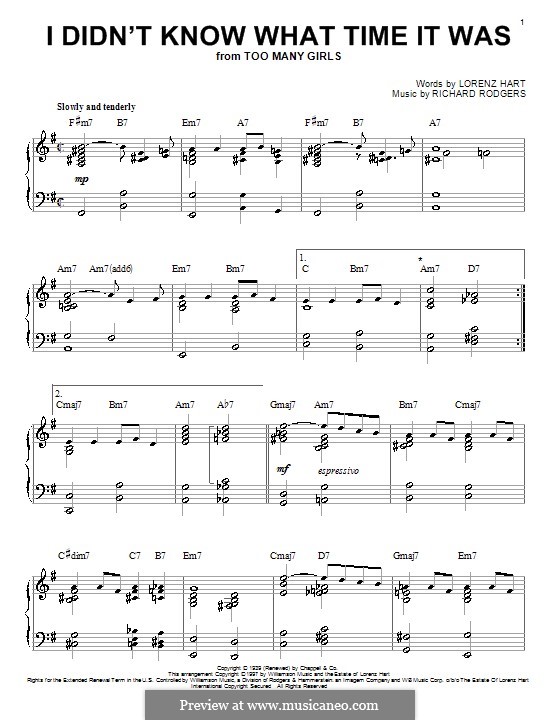 I didn't Know What Time it Was: For piano by Richard Rodgers