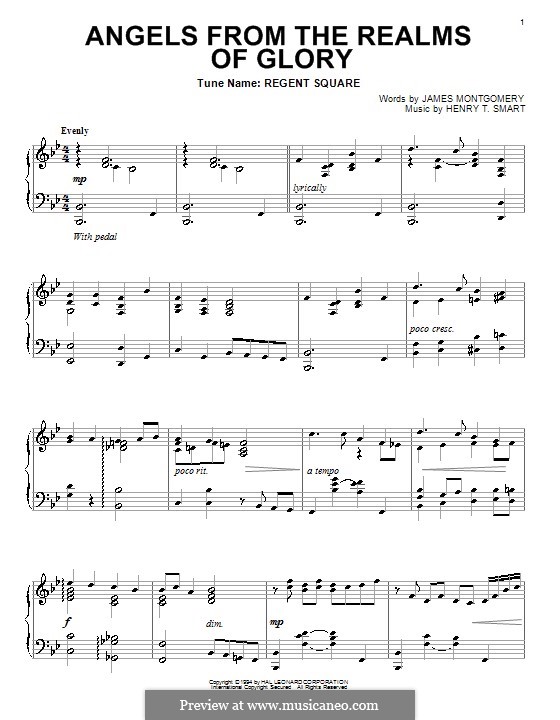 Angels, from the Realms of Glory: For piano by Henry Smart