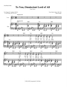 To You, Omniscient Lord of All: Piano-vocal score by Martin Luther