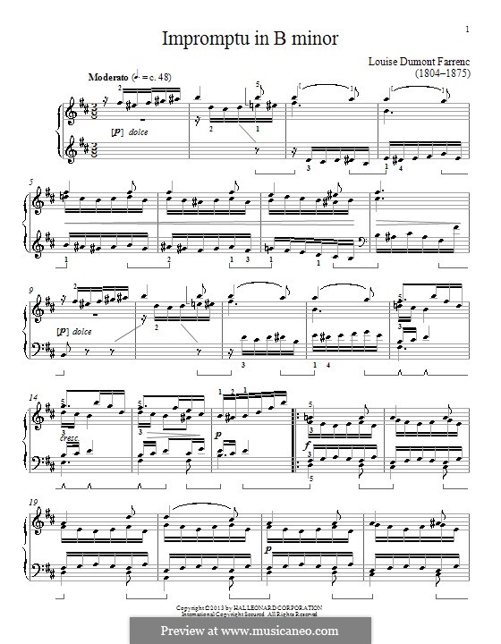 Impromptu in B Minor: For piano by Louise Farrenc