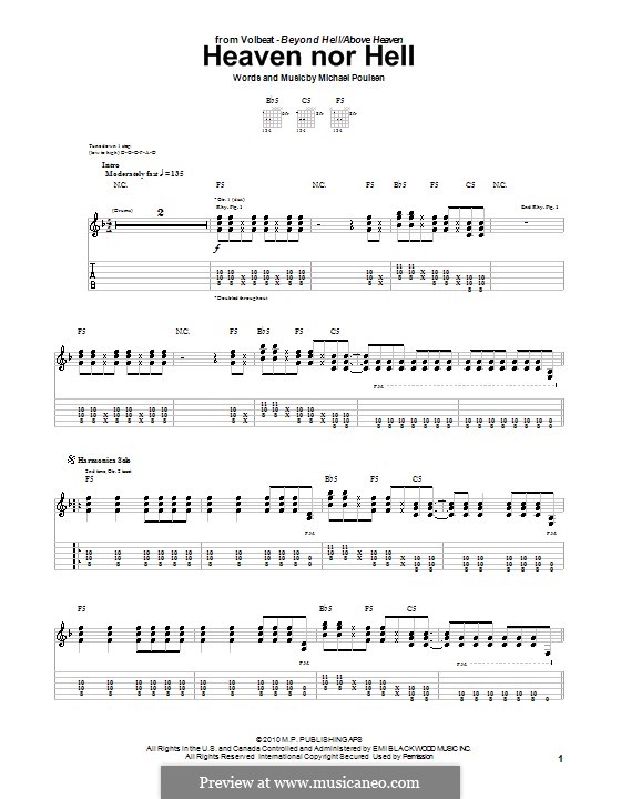 Heaven Nor Hell (Volbeat): For guitar with tab by Michael Poulsen