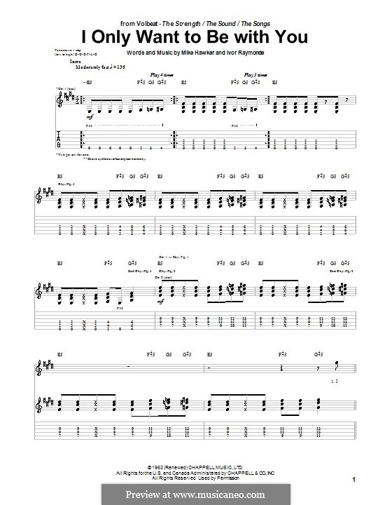 I Only Want To Be with You: For guitar with tab by Ivor Raymonde, Mike Hawker