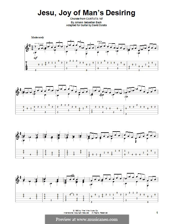 Jesu, Joy of Man's Desiring (Printable Scores): For guitar by Johann Sebastian Bach