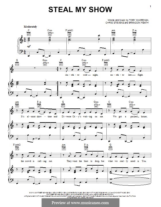 Steal My Show: For voice and piano (or guitar) by Brandon Heath, Toby McKeehan