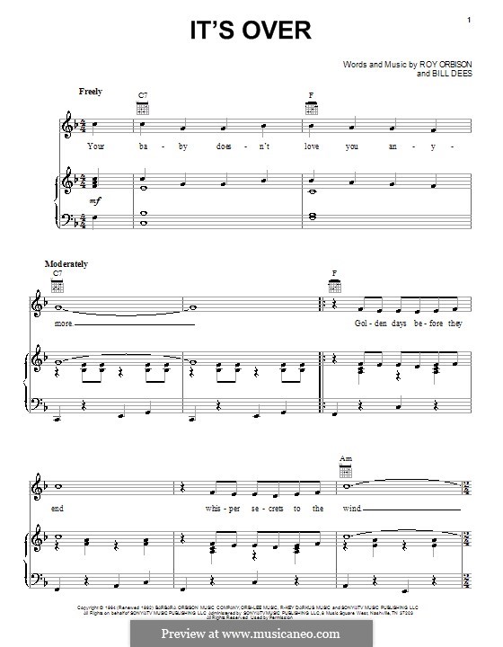 It's Over: For voice and piano (or guitar) by Bill Dees