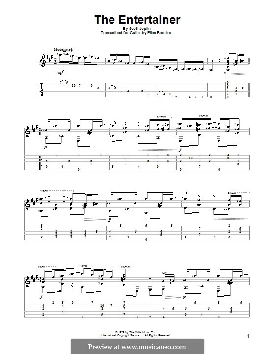 The Entertainer Printable Scores by S. Joplin sheet music on