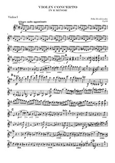 Concerto for Violin and Orchestra in E Minor, Op.64: Violin I part by Felix Mendelssohn-Bartholdy