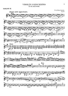 Concerto for Violin and Orchestra in E Minor, Op.64: Violin II part by Felix Mendelssohn-Bartholdy