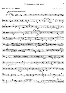 Concerto for Violin and Orchestra in E Minor, Op.64: Cellos and double bass part by Felix Mendelssohn-Bartholdy