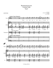 Venetian Night: For voice, choir, cello and piano by Mikhail Glinka